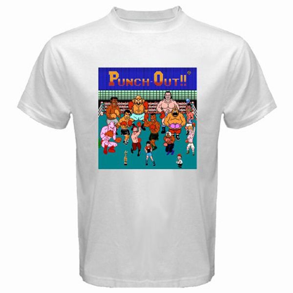 

mike tyson's punch out retro classic video game men's white t-shirt size s-3xl, White;black