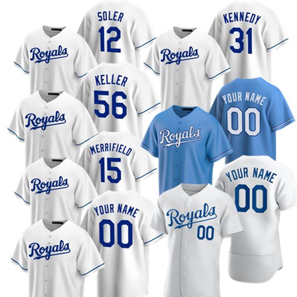 

2021 kansas city bo jackson jersey jorge soler george brett salvador perez nicky lopez danny duffy owings dini cain phillips baseball jersey, Blue;black