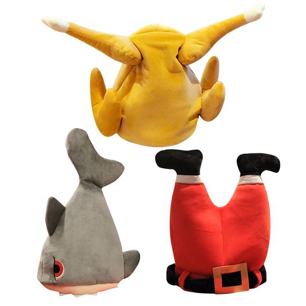 

net red hanging with a turkey leg sand car carved shark christmas pants hat plush toys sing dancing hats gift, Yellow
