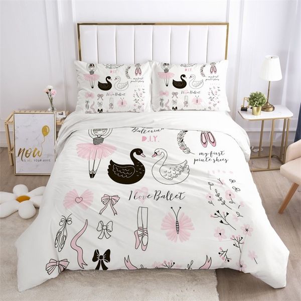 Meninas Princesa Cartoon Bedding Set para Crianças Crianças Crianças Berço Duveta Cobertura Conjunto Fronha Cobertor Cobilt Cobertura Linda rosa 210319