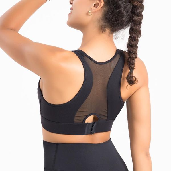 

yoga outfit back mesh patchwork adjustable buckle sports tank reflective women bra workout running gym fitness vest fixed pad