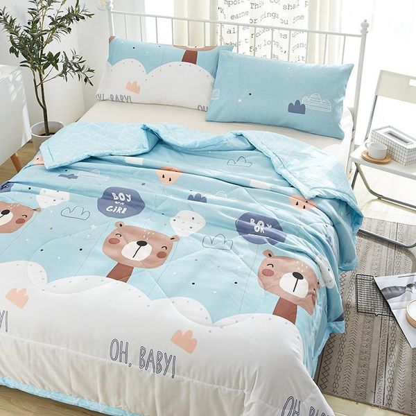 

comforters & sets 3/4pcs set cartoon style summer comfortable quilt washable ice silk blanket 100% comforter duvet