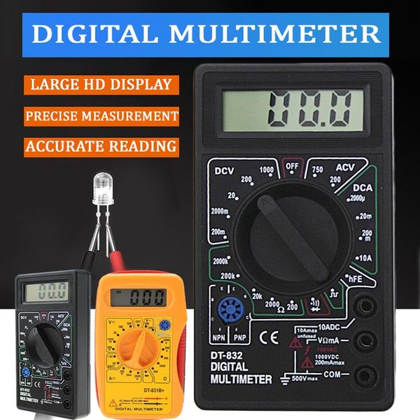 

multimeters 2 color lcd digital multimeter ac dc 200-750v mini probe for voltmeter ammeter ohm tester meter