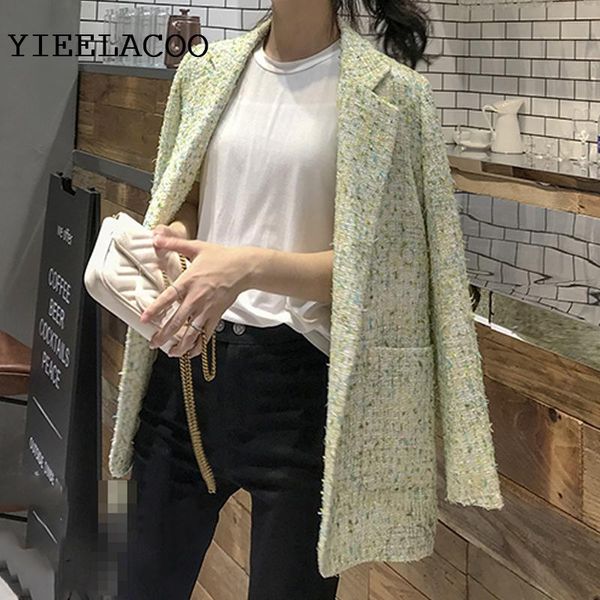 

women's jackets avocado tweed jacket 2021 autumn loose long-sleeved small fragrance suit, Black;brown