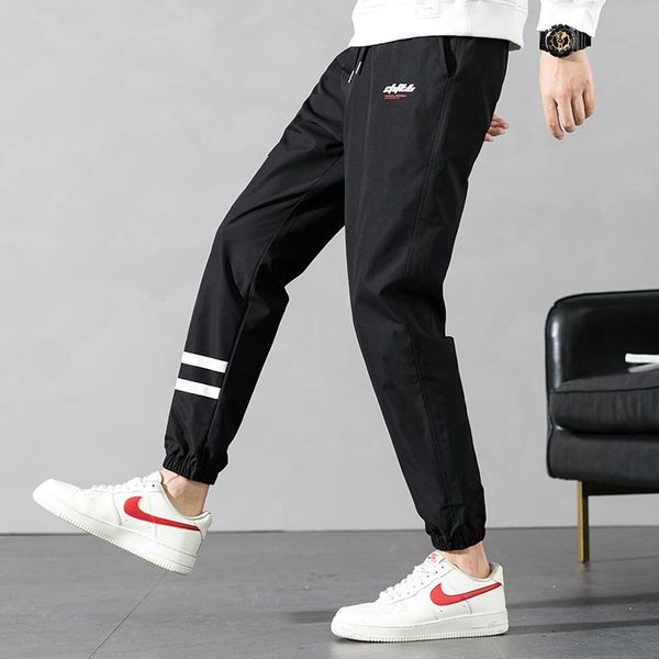

men's trousers korean version autumn winter student pants trend loose spring boys' big casual sports overalls m-8xl size, Black
