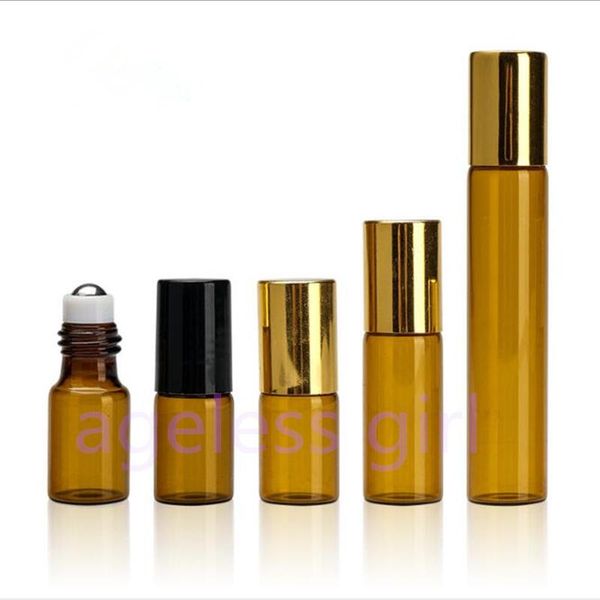 

storage bottles & jars 100pcs 3ml 50ml 10ml portable glass roller essential oil mist container travel refillable bottle transparent brown