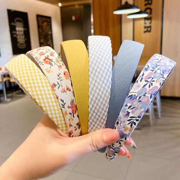 

other korean fashion floral headband women multiple simple solid color cloth wide edge sweet girl nonslip issue card jewelry, Golden;white