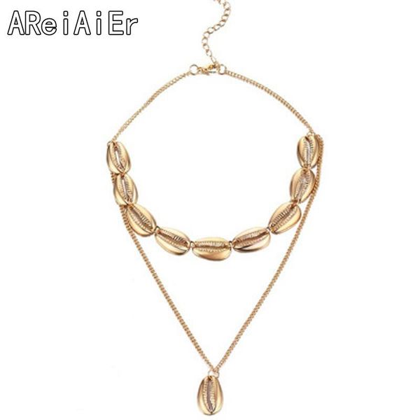 

pendant necklaces fashion wild summer beach metal texture alloy shell scallop necklace bohemian national style accessories birthday gift, Silver
