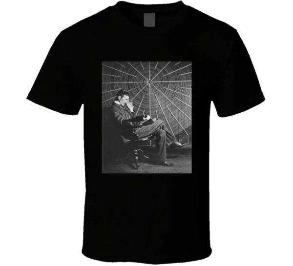 

nikola tesla world renowned inventor scientist fan t shirt, White;black