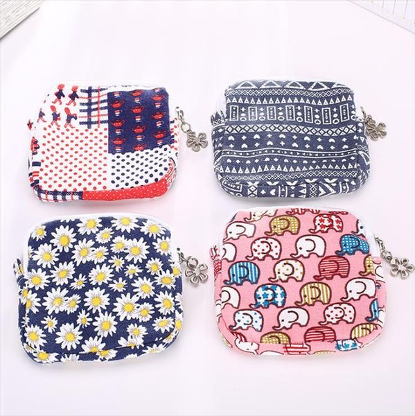 

women cute small cosmetic bag cotton girl lady zipper make up case napkin containers organizer bags