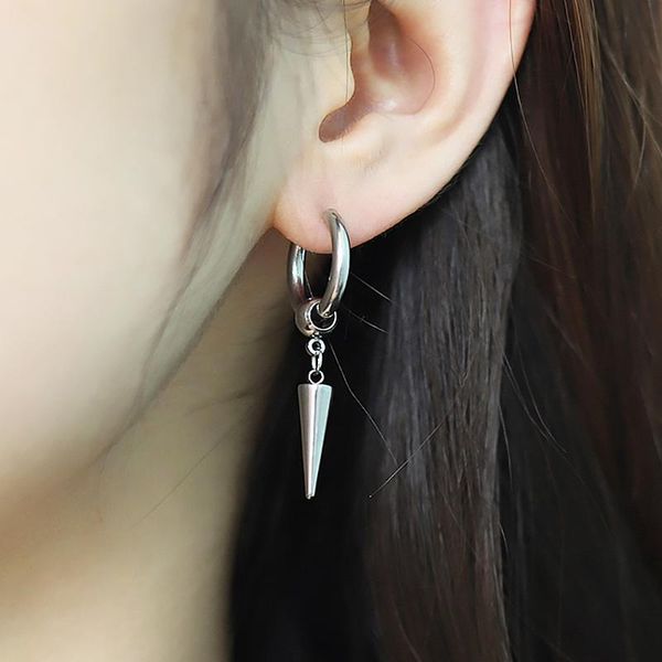 

hoop & huggie stainless steel punk stud earrings for men/women pendant long tassel gothic metal jewelry wholesale, Golden;silver