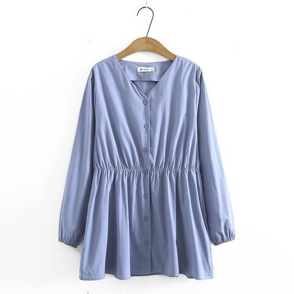 

plus size t-shirt full cotton v-neck women long sleeved muslimah blouse spring autumn solid color officewear blusas, Black