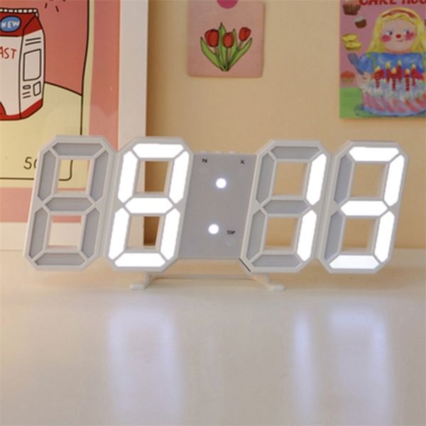 Nordic LED Digital Svelork Orologio da parete Appeso Orologi Data Display Temperatura Display Automatico Retroilluminazione Snooze Funzione Orologio elettronico 211110