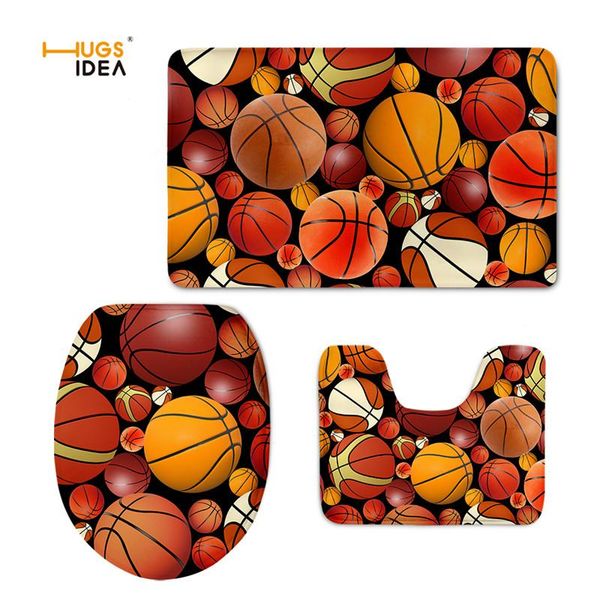 

decor bathroom toilet seat cover 3d ball printing warmer soft closestool pad mat non-slip floor rugs carpets 3pcs/set covers