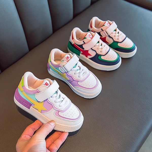 

sneakers girls shoes kids casual boys shoesteenagers sports fashion leather upper comfortable breathable, Black;red