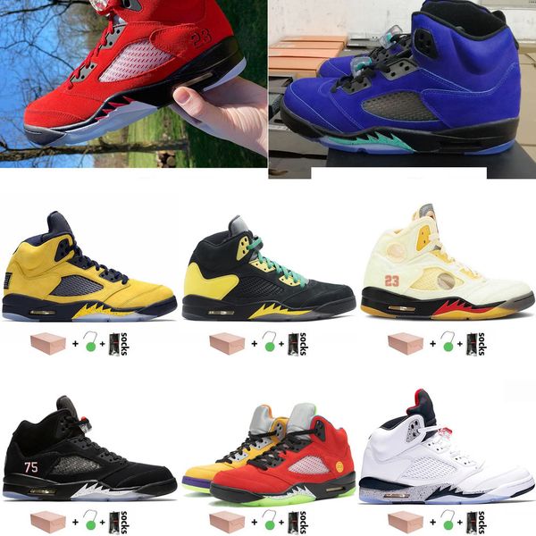 

2021 Newest Raging Bull High Men Jumpman 5 5s With Box Basketball Shoes Black Muslin Fire Red Laney Blue Athletics Sports Mens Shoe SneakersMHIH