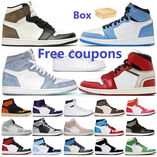 

men women youths boys jumpman 1 basketball shoes smoke grey dark mocha university blue fearless obsidian unc chicago black toe mens sport tr