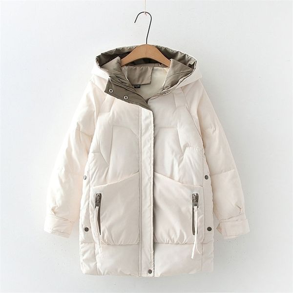 

women winter thick hooded down jacket cotton long warm padded parka for plus size 2xl coat 210922, Black