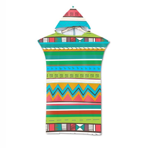 

towel drop microfiber robe beach geometric printed with hood swimming bath suit for bathing changing towels