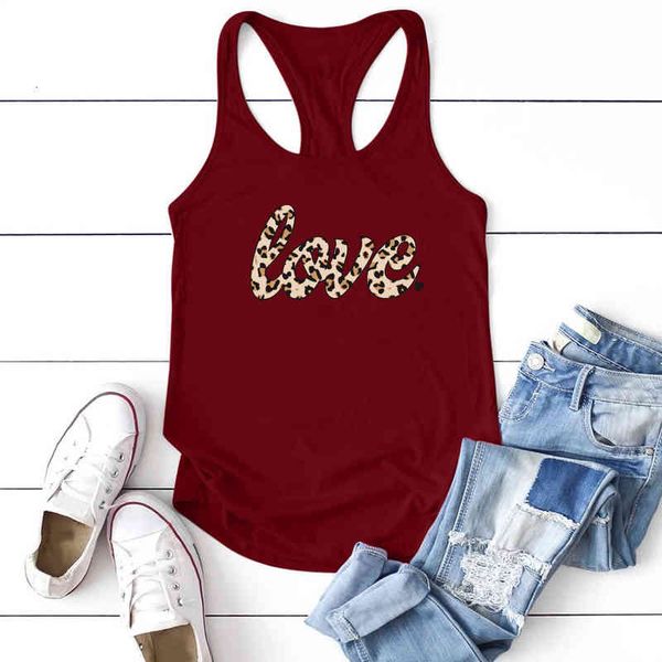 

leopard love printing tanks women summer casual tank women summer plus size sleeveless verano mujer, White
