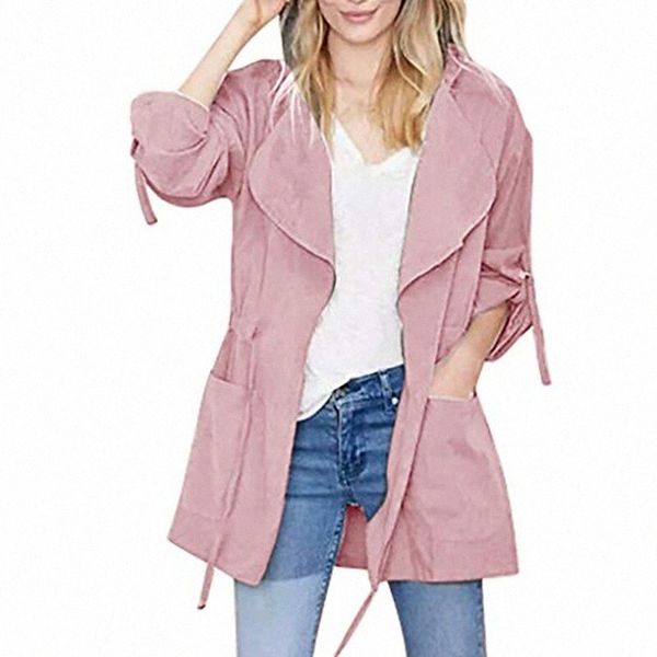 

women's coat causal daily wear vacation fall spring summer long coat notch lapel collar loose sporty casual jacket long sleeve solid co, Black;brown