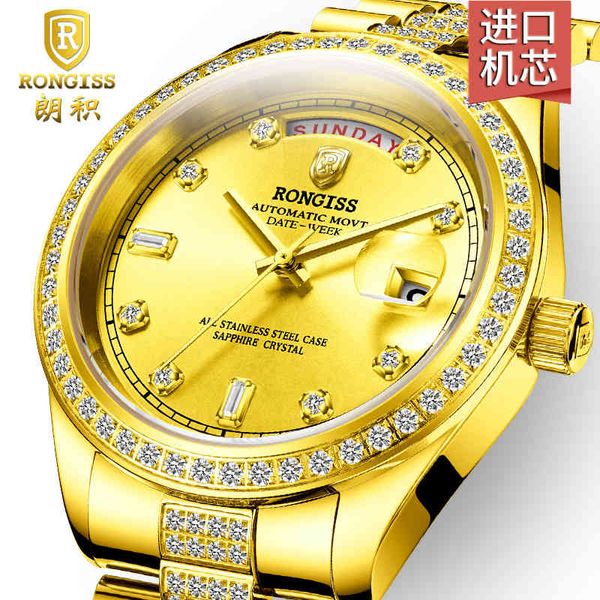 

wrist watch rongiss langji automatic mechanical men's role gold x, Slivery;brown