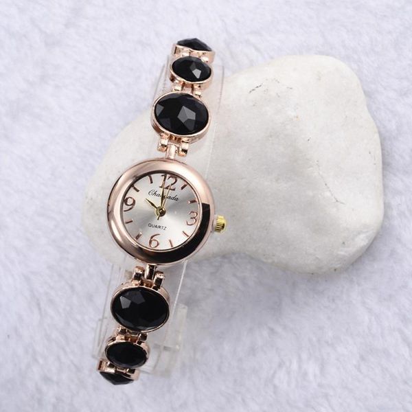 

wristwatches ultra-thin fashion women stainless steel bracelet round dial ladies bangle watch rhinestone clock for, Slivery;brown