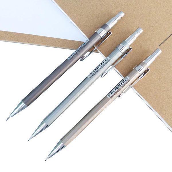 

ballpoint pens 0.5mm/0.7mm school students metal mechanical pencil 2b writing pencils 5pcs/lot, Blue;orange