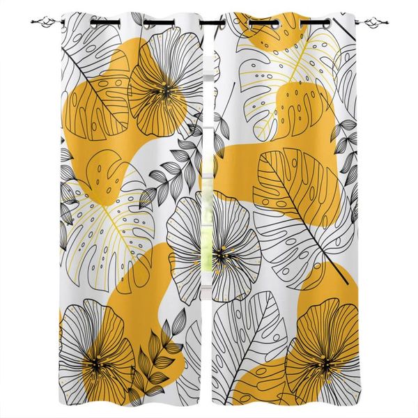

tropical plants lines simple curtains for living room bedroom window treatment blinds finished drapes kitchen curtain &