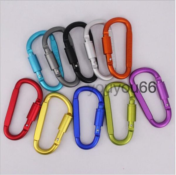 

aluminum alloy metal d style with screw lock carabiner strong clip hook hanger for climbing outdoor sports camping hiking antislip