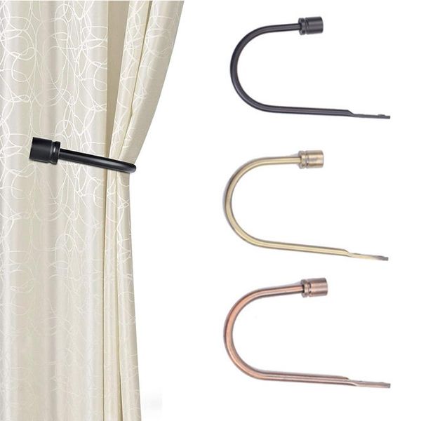 

hooks & rails 2pcs u shaped hook wall mounted curtain tie back bronze/red/gold/silver/black accessories