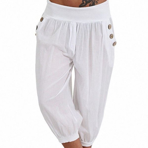 

women's plus size harem capri shorts solid color sporty casual casual daily natural calf-length spring summer green blue white l xl, Black