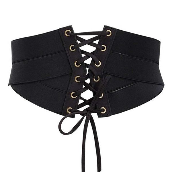 

women's fashion elastic stretch wide band corset waist belt p0817, Black;brown