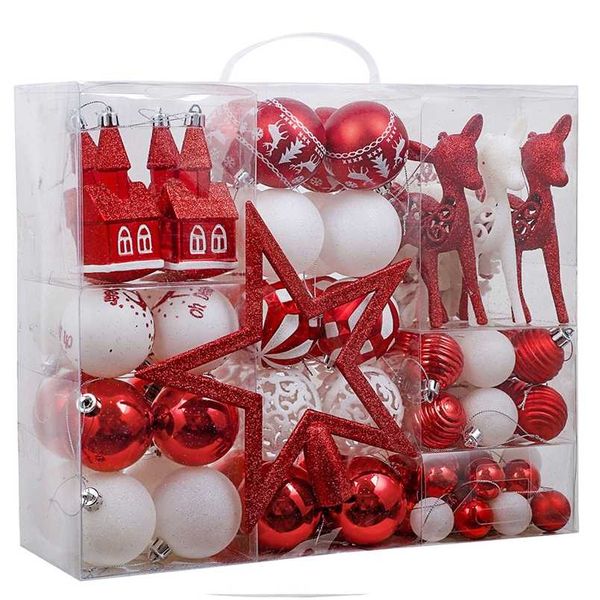 Valery Madelyn 100pack Christams Balls Ornaments Luxo Christams Tree Hanging Pingente Set Sorted Formas Xmas Decor Supplies 211104