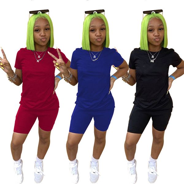 

plus size women sports tracksuits shorts two piece sets casual running suits summer clothing short sleeve t shirts+mini pants jogger suit s-, Gray