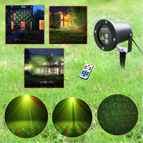 

effects christmas laser lights, projector for outdoor garden decorations - red & green moving stars with 8 patterns, waterproof timer