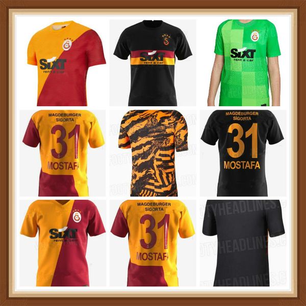 

2021 2022 galatasaray soccer jersey home yellow red gedson 21 22 super lig emre henry marcao josemir falcao luyindama football shirts maillo, Black;yellow