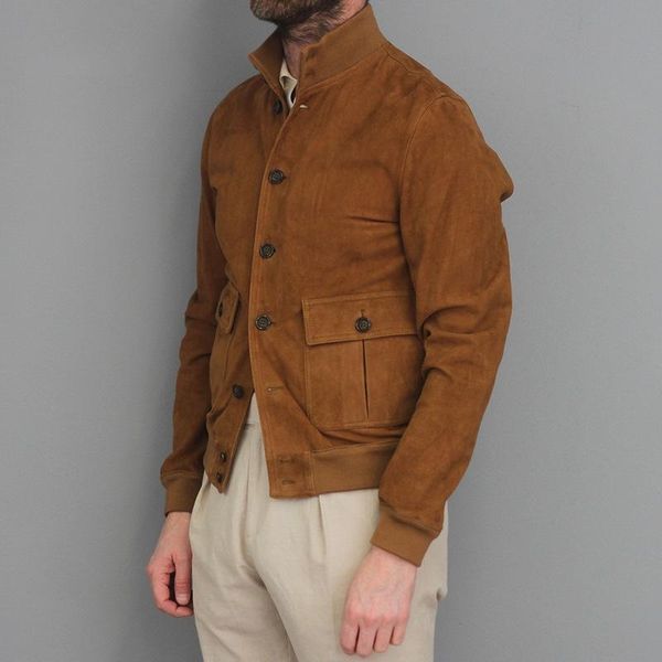 

men's jackets autumn and winter wear slim solid color fashion jacket tide foreign trade cross-border explosion, Black;brown
