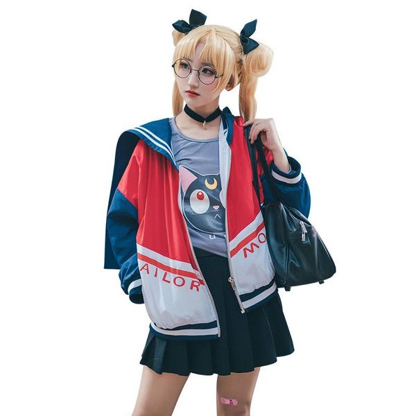 

sailor moon jackets sweatshirt spring and autumn short jacket women's, Black;brown