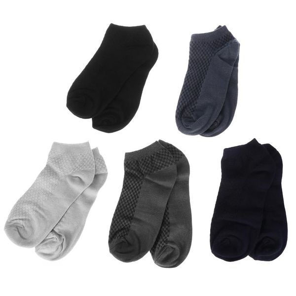 

men's socks 5 pairs men ankle low cut breathable comfy casual non-slip, Black