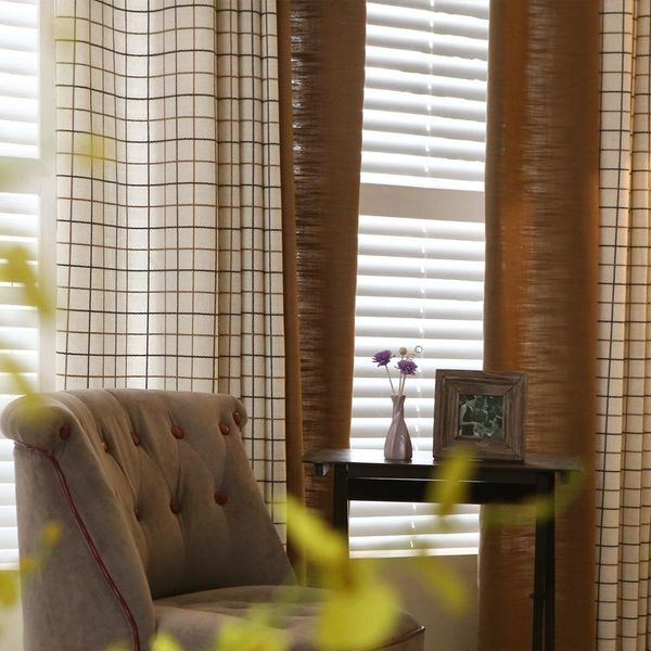

curtain & drapes japanese-style modern lattice cotton and linen semi-blackout curtains for living room bedroom balcony finished