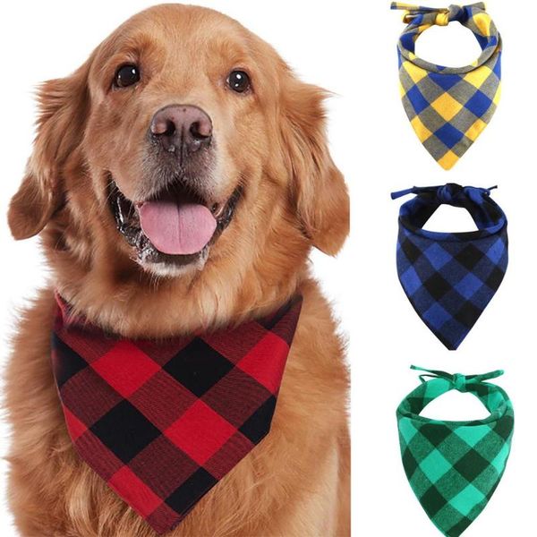 

dog apparel 2021 pet bibs saliva towel with costume decor hats for small cat scarf plaid fashion triangle @c