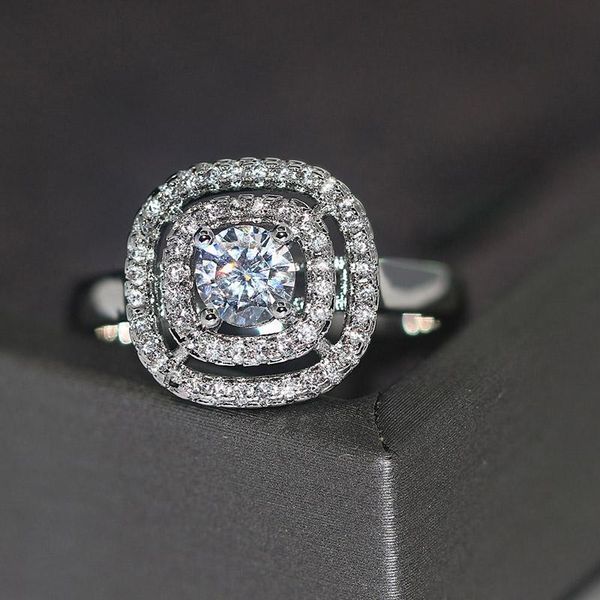 

wedding rings engagement for women luxury classic style 4 craws cubic zirconia silver color gift fashion jewelry r652, Slivery;golden