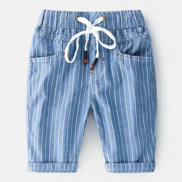 

trousers 2021 summer baby boys calf length pants casual children short stripe cotton student cropped fashion kids pant 2-7y, Blue