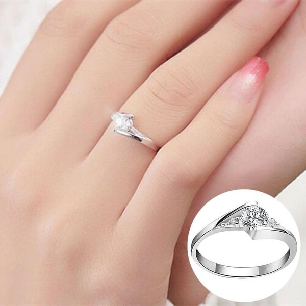 

wedding rings fashion women finger shiny twist round cut cubic zirconia rhinestone ring bridal engagement statement jewelry gift, Slivery;golden