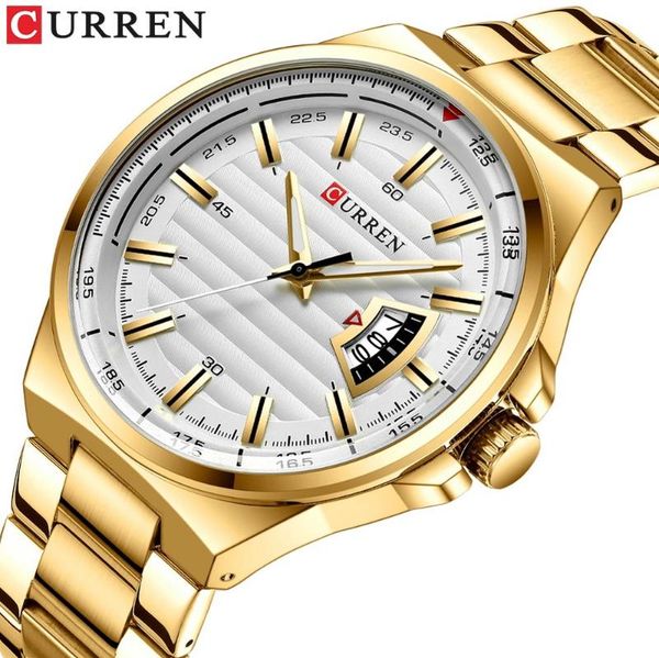 

wristwatches man watch luxury brand curren watches stainless steel quartz wristwatch auto date clock male, Slivery;brown