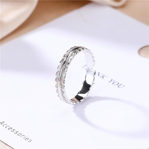 

cluster rings " fake one penalty ten 925 sterling silver leaf design sense zircon geometric ring simple fine jewelry, Golden;silver