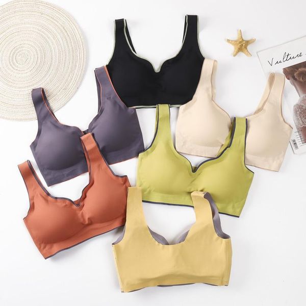 

women's seamless wireless sports bra crop camisole massage pad underwear yoga comfy daily sleep leisure lingerie female outfit