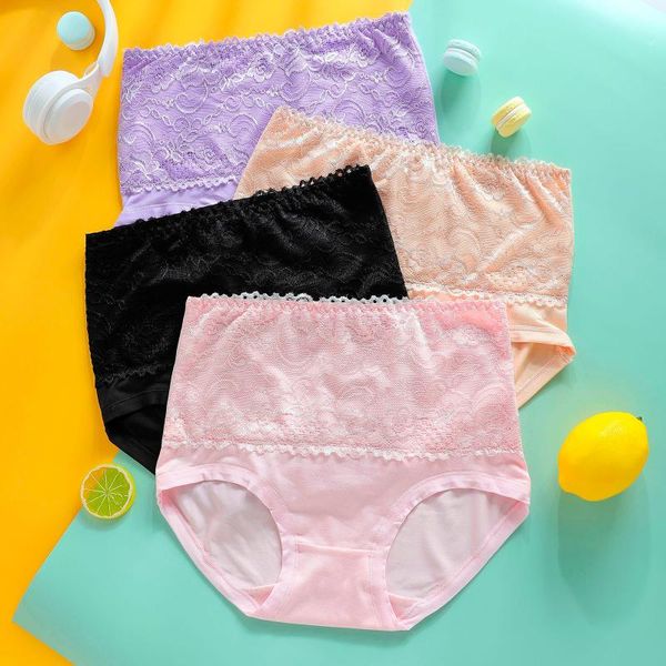 

women's panties 3 pcs cotton panty briefs lace women underwear lingerie for female ladies floral pantys underpants, Black;pink