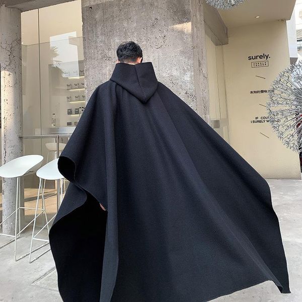 

men's trench coats winter black long hooded jacket cotton fashion oversized windbreaker, Tan;black